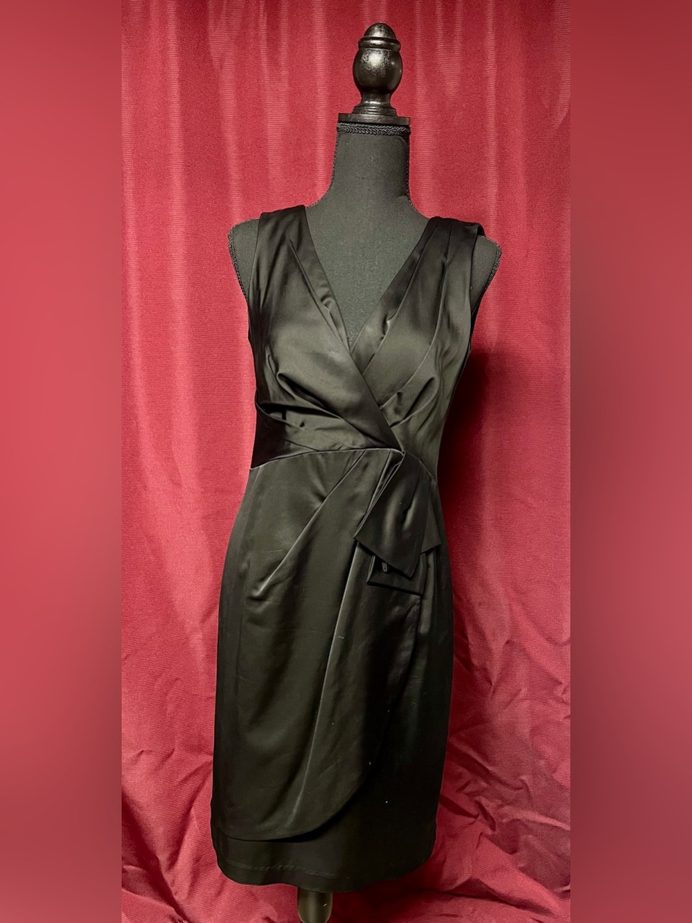 Nanette Lepore Black Sleeveless Wrap-Style Midi Dress